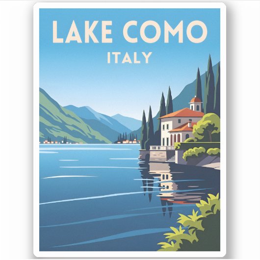 Retro Vintage Reizen Comomeer Italië Landschap Sticker (Voorkant)