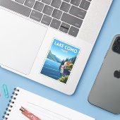 Retro Vintage Reizen Comomeer Italië Landschap Sticker (Laptop met iPhone)