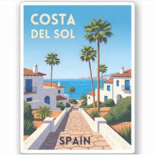 Retro Vintage Reizen Costa del Sol Spanje aan zee Sticker