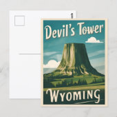 Retro Vintage Reizen Duivelstoren Wyoming Briefkaart (Voorkant / Achterkant)