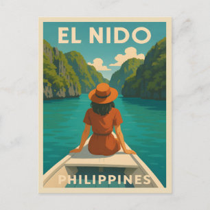Retro Vintage Reizen El Nido Filipijnen Schilderac Briefkaart
