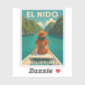 Retro Vintage Reizen El Nido Filipijnen Schilderac Sticker (Vel)