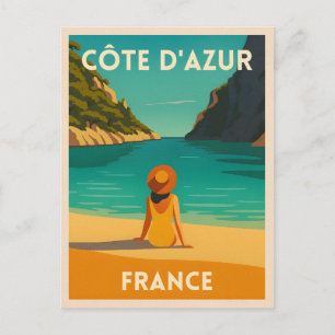 Retro Vintage Reizen Franse Rivièra Strand Seaside Briefkaart