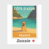 Retro Vintage Reizen Franse Rivièra Strand Seaside Sticker (Vel)
