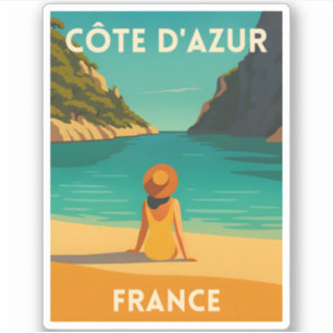 Retro Vintage Reizen Franse Rivièra Strand Seaside Sticker
