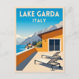 Retro Vintage Reizen Gardameer Italië Landschap Briefkaart
