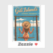Retro Vintage Reizen Gili Eilanden Lombok Indonesi Sticker (Vel)