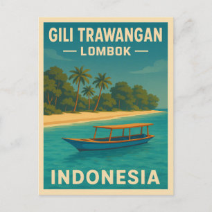 Retro Vintage Reizen Gili Trawangan Indonesië Briefkaart