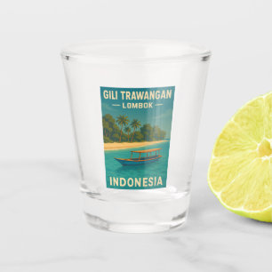 Retro Vintage Reizen Gili Trawangan Indonesië Shot Glas