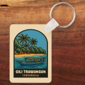 Retro Vintage Reizen Gili Trawangan Indonesië Sleutelhanger (Achterkant)