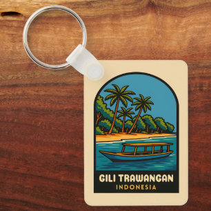 Retro Vintage Reizen Gili Trawangan Indonesië Sleutelhanger