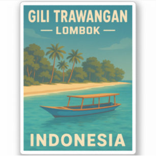 Retro Vintage Reizen Gili Trawangan Indonesië Sticker