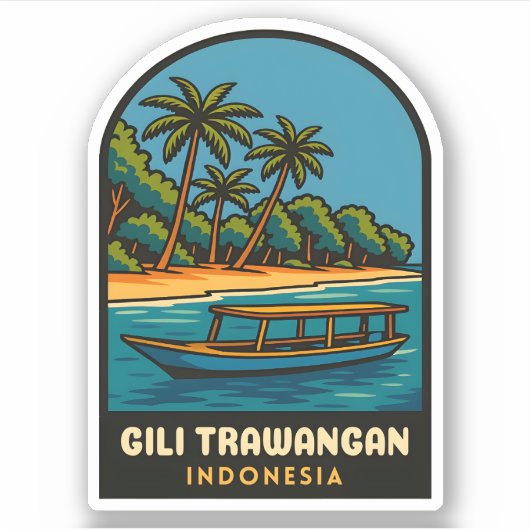Retro Vintage Reizen Gili Trawangan Indonesië Sticker (Voorkant)