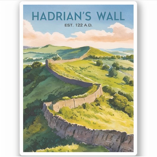 Retro Vintage Reizen Hadriaanse Muur Engeland Sticker (Voorkant)