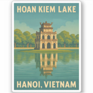 Retro Vintage Reizen Hanoi Vietnam Hoan Kiem Lake Sticker