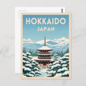 Retro Vintage Reizen Hokkaido Japan Winter Schilde Briefkaart (Voorkant / Achterkant)