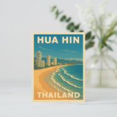 Retro Vintage Reizen Hua Hin Thailand Beach Briefkaart (Staand voorkant)