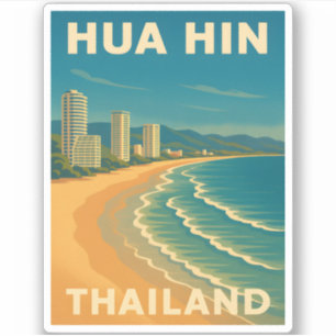 Retro Vintage Reizen Hua Hin Thailand Beach Sticker