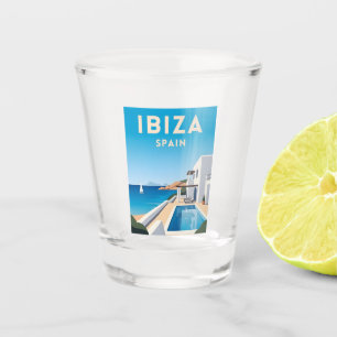 Retro Vintage Reizen Ibiza Spanje Zeelandschap Shot Glas