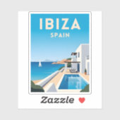 Retro Vintage Reizen Ibiza Spanje Zeelandschap Sticker (Vel)