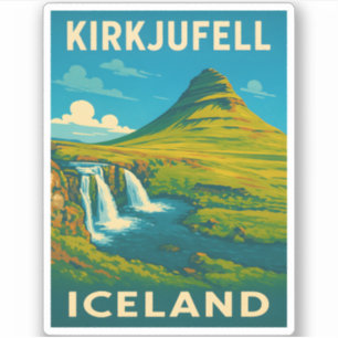 Retro Vintage Reizen IJsland Kirkjufell Mountain Sticker