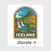 Retro Vintage Reizen IJsland Natuur Landschap Sticker (Vel)