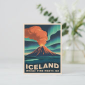Retro Vintage Reizen IJsland Vulkaanlandschap Briefkaart (Staand voorkant)