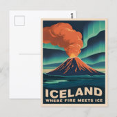 Retro Vintage Reizen IJsland Vulkaanlandschap Briefkaart (Voorkant / Achterkant)