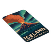 Retro Vintage Reizen IJsland Vulkaanlandschap Magneet (Rechterzijde)