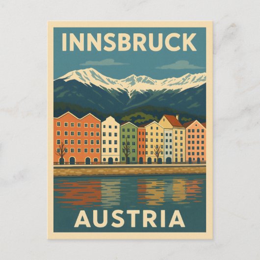 Retro Vintage Reizen Innsbruck Oostenrijk Landscha Briefkaart (Voorkant)