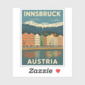 Retro Vintage Reizen Innsbruck Oostenrijk Landscha Sticker (Vel)