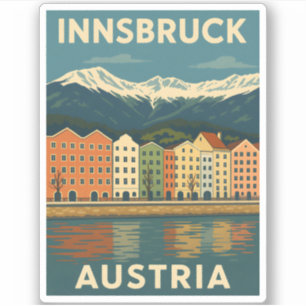 Retro Vintage Reizen Innsbruck Oostenrijk Landscha Sticker