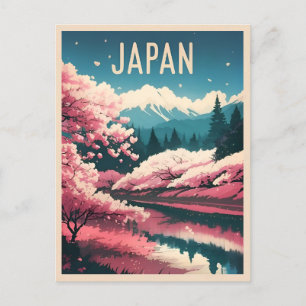Retro Vintage Reizen Japan Sakura Kersenbloesem Briefkaart