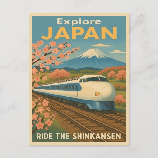 Retro Vintage Reizen Japan Shinkansen Bullet Train Briefkaart (Voorkant)
