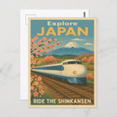Retro Vintage Reizen Japan Shinkansen Bullet Train Briefkaart (Voorkant / Achterkant)