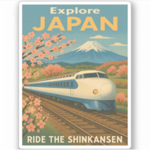 Retro Vintage Reizen Japan Shinkansen Bullet Train Sticker