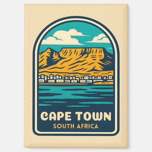 Retro Vintage Reizen Kaapstad Zuid-Afrika Magneet (Voorkant)