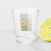 Retro Vintage Reizen Kansas Zonnebloem Landschap Shot Glas (Achterkant)