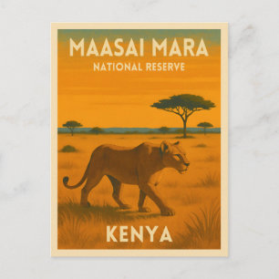 Retro Vintage Reizen Kenia Afrika Natuur Wilde Die Briefkaart