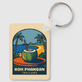 Retro Vintage Reizen Koh Phangan Island Thailand Sleutelhanger (Achterkant)