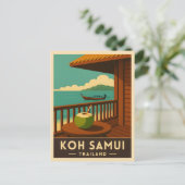 Retro Vintage Reizen Koh Samui Island Thailand Briefkaart (Staand voorkant)