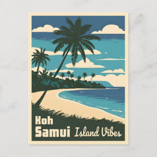 Retro Vintage Reizen Koh Samui Thailand Aan Zee Briefkaart