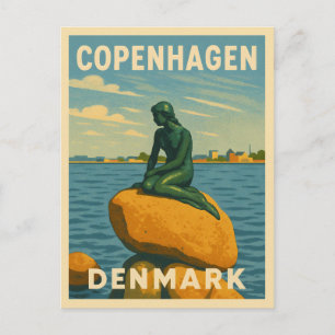 Retro Vintage Reizen Kopenhagen Denemarken Zeemeer Briefkaart