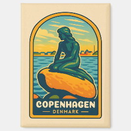 Retro Vintage Reizen Kopenhagen Denemarken Zeemeer Magneet