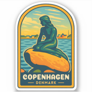 Retro Vintage Reizen Kopenhagen Denemarken Zeemeer Sticker