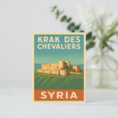 Retro Vintage Reizen Krak des Chevaliers Castle Briefkaart (Staand voorkant)