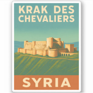 Retro Vintage Reizen Krak des Chevaliers Castle Sticker