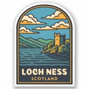 Retro Vintage Reizen Loch Ness Schotland Castle Sticker