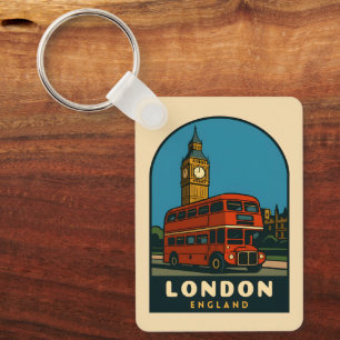 Retro Vintage Reizen Londen Big Ben Engeland  Sleutelhanger