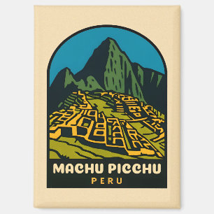 Retro Vintage Reizen Machu Picchu Peru Landschap Magneet
